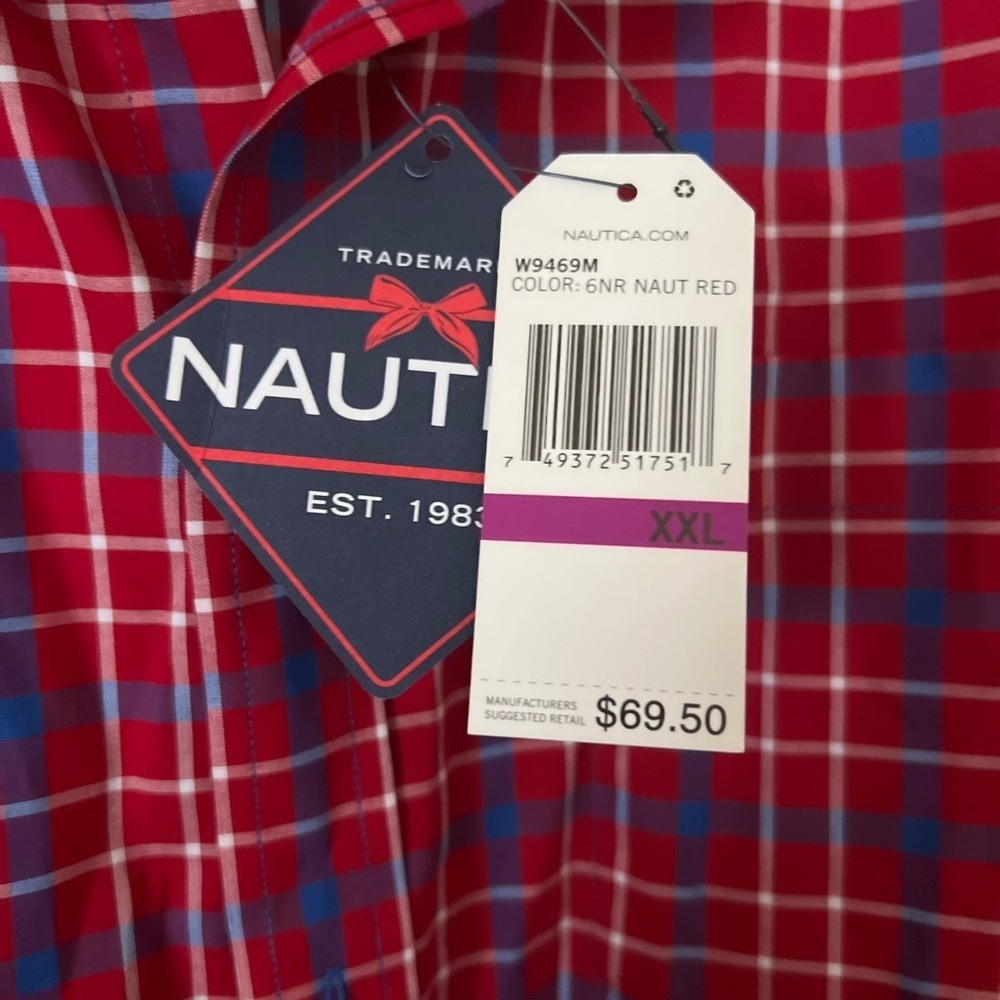 Nautica Men's Red and Blue Plaid Button Down Shirts/NWT/XXL - Picture 9 of 11